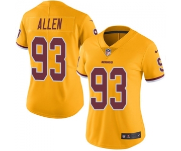 Women's Nike Washington Redskins #93 Jonathan Allen Limited Gold Rush Vapor Untouchable NFL Jersey