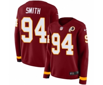 Women's Nike Washington Redskins #94 Preston Smith Limited Burgundy Therma Long Sleeve NFL Jersey