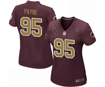 Women's Nike Washington Redskins #95 Da'Ron Payne Game Burgundy Red Gold Number Alternate 80TH Anniversary NFL Jersey