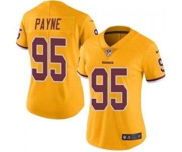 Women's Nike Washington Redskins #95 Da'Ron Payne Limited Gold Rush Vapor Untouchable NFL Jersey