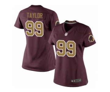 Women's Nike Washington Redskins #99 Phil Taylor Limited Burgundy Red Gold Number Alternate 80TH Anniversary NFL Jersey