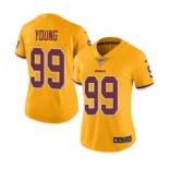 Women's Redskins #99 Chase Young Gold Stitched Football Limited Rush Jersey