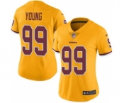 Women's Redskins #99 Chase Young Gold Stitched Football Limited Rush Jersey