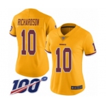 Women's Washington Redskins #10 Paul Richardson Limited Gold Rush Vapor Untouchable 100th Season Football Jersey