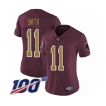 Women's Washington Redskins #11 Alex Smith Burgundy Red Gold Number Alternate 80TH Anniversary Vapor Untouchable Limited Player 100th Season Football Jerse