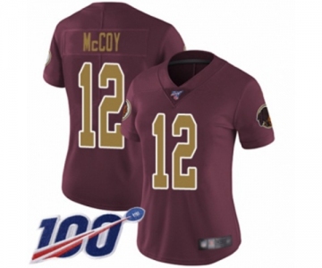 Women's Washington Redskins #12 Colt McCoy Burgundy Red Gold Number Alternate 80TH Anniversary Vapor Untouchable Limited Player 100th Season Football Jerse