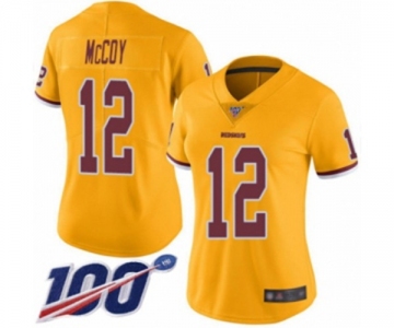 Women's Washington Redskins #12 Colt McCoy Limited Gold Rush Vapor Untouchable 100th Season Football Jersey