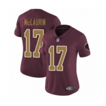 Women's Washington Redskins #17 Terry McLaurin Burgundy Red Gold Number Alternate 80TH Anniversary Vapor Untouchable Limited Player Football Jersey