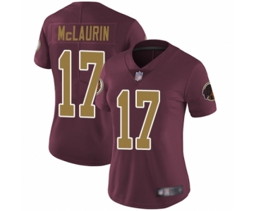 Women's Washington Redskins #17 Terry McLaurin Burgundy Red Gold Number Alternate 80TH Anniversary Vapor Untouchable Limited Player Football Jersey