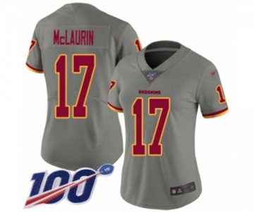 Women's Washington Redskins #17 Terry McLaurin Limited Gray Inverted Legend 100th Season Football Jersey