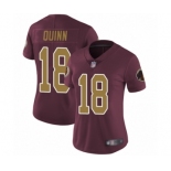 Women's Washington Redskins #18 Trey Quinn Burgundy Red Gold Number Alternate 80TH Anniversary Vapor Untouchable Limited Player Football Jersey