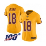 Women's Washington Redskins #18 Trey Quinn Limited Gold Rush Vapor Untouchable 100th Season Football Jersey