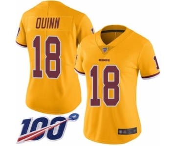 Women's Washington Redskins #18 Trey Quinn Limited Gold Rush Vapor Untouchable 100th Season Football Jersey