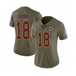 Women's Washington Redskins #18 Trey Quinn Limited Olive 2017 Salute to Service Football Jersey