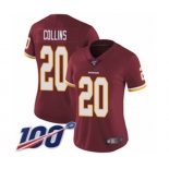 Women's Washington Redskins #20 Landon Collins Burgundy Red Team Color Vapor Untouchable Limited Player 100th Season Football Jersey