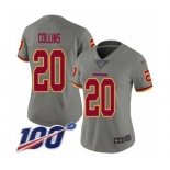 Women's Washington Redskins #20 Landon Collins Limited Gray Inverted Legend 100th Season Football Jersey