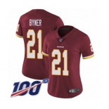 Women's Washington Redskins #21 Earnest Byner Burgundy Red Team Color Vapor Untouchable Limited Player 100th Season Football Jersey