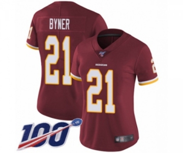 Women's Washington Redskins #21 Earnest Byner Burgundy Red Team Color Vapor Untouchable Limited Player 100th Season Football Jersey