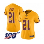 Women's Washington Redskins #21 Earnest Byner Limited Gold Rush Vapor Untouchable 100th Season Football Jersey