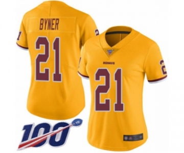 Women's Washington Redskins #21 Earnest Byner Limited Gold Rush Vapor Untouchable 100th Season Football Jersey