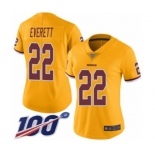 Women's Washington Redskins #22 Deshazor Everett Limited Gold Rush Vapor Untouchable 100th Season Football Jersey