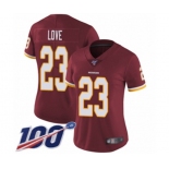 Women's Washington Redskins #23 Bryce Love Burgundy Red Team Color Vapor Untouchable Limited Player 100th Season Football Jersey