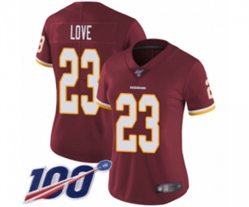 Women's Washington Redskins #23 Bryce Love Burgundy Red Team Color Vapor Untouchable Limited Player 100th Season Football Jersey