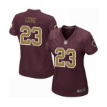 Women's Washington Redskins #23 Bryce Love Game Burgundy Red Gold Number Alternate 80TH Anniversary Football Jersey