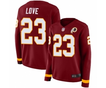 Women's Washington Redskins #23 Bryce Love Limited Burgundy Therma Long Sleeve Football Jersey