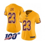 Women's Washington Redskins #23 Bryce Love Limited Gold Rush Vapor Untouchable 100th Season Football Jersey