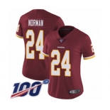 Women's Washington Redskins #24 Josh Norman Burgundy Red Team Color Vapor Untouchable Limited Player 100th Season Football Jersey