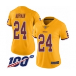 Women's Washington Redskins #24 Josh Norman Limited Gold Rush Vapor Untouchable 100th Season Football Jersey