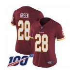 Women's Washington Redskins #28 Darrell Green Burgundy Red Team Color Vapor Untouchable Limited Player 100th Season Football Jersey