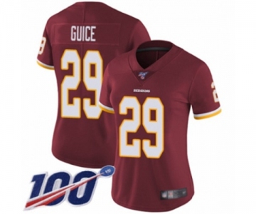 Women's Washington Redskins #29 Derrius Guice Burgundy Red Team Color Vapor Untouchable Limited Player 100th Season Football Jersey