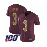 Women's Washington Redskins #3 Dustin Hopkins Burgundy Red Gold Number Alternate 80TH Anniversary Vapor Untouchable Limited Player 100th Season Football Je