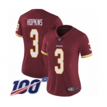 Women's Washington Redskins #3 Dustin Hopkins Burgundy Red Team Color Vapor Untouchable Limited Player 100th Season Football Jersey