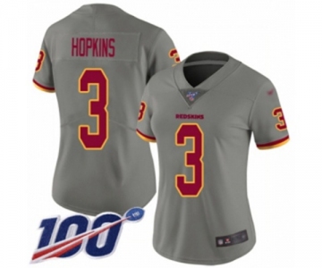 Women's Washington Redskins #3 Dustin Hopkins Limited Gray Inverted Legend 100th Season Football Jersey