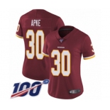 Women's Washington Redskins #30 Troy Apke Burgundy Red Team Color Vapor Untouchable Limited Player 100th Season Football Jersey