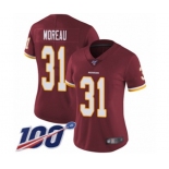 Women's Washington Redskins #31 Fabian Moreau Burgundy Red Team Color Vapor Untouchable Limited Player 100th Season Football Jersey