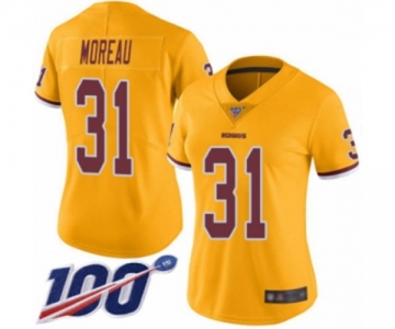 Women's Washington Redskins #31 Fabian Moreau Limited Gold Rush Vapor Untouchable 100th Season Football Jersey