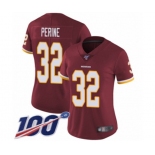 Women's Washington Redskins #32 Samaje Perine Burgundy Red Team Color Vapor Untouchable Limited Player 100th Season Football Jersey