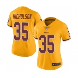 Women's Washington Redskins #34 Montae Nicholson Limited Gold Rush Vapor Untouchable Football Jersey