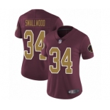 Women's Washington Redskins #34 Wendell Smallwood Burgundy Red Gold Number Alternate 80TH Anniversary Vapor Untouchable Limited Player Football Jersey