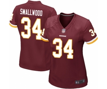 Women's Washington Redskins #34 Wendell Smallwood Game Burgundy Red Team Color Football Jersey