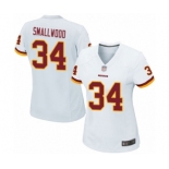 Women's Washington Redskins #34 Wendell Smallwood Game White Football Jersey