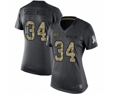 Women's Washington Redskins #34 Wendell Smallwood Limited Black 2016 Salute to Service Football Jersey