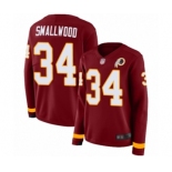 Women's Washington Redskins #34 Wendell Smallwood Limited Burgundy Therma Long Sleeve Football Jersey