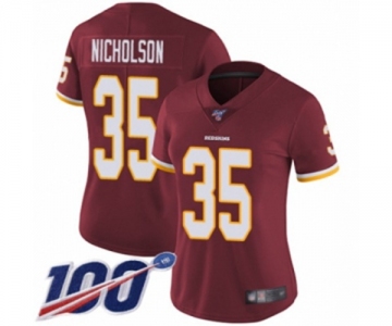 Women's Washington Redskins #35 Montae Nicholson Burgundy Red Team Color Vapor Untouchable Limited Player 100th Season Football Jersey