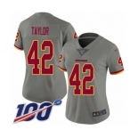 Women's Washington Redskins #42 Charley Taylor Limited Gray Inverted Legend 100th Season Football Jersey