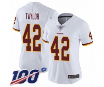 Women's Washington Redskins #42 Charley Taylor White Vapor Untouchable Limited Player 100th Season Football Jersey